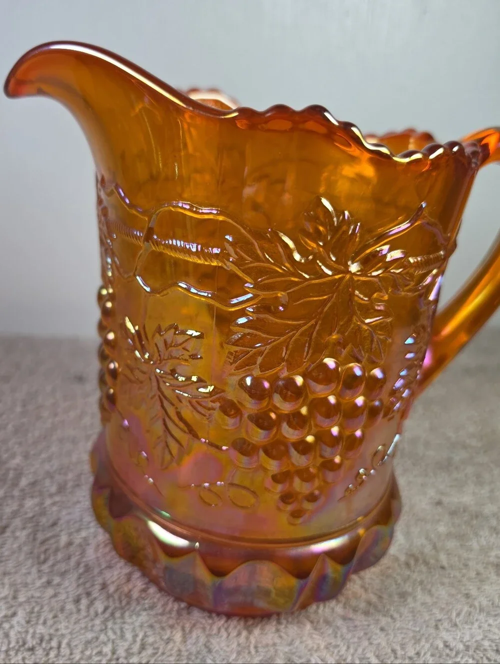 Vintage Imperial Glass Marigold Carnival Glass Pitcher Imperial Grape Pattern